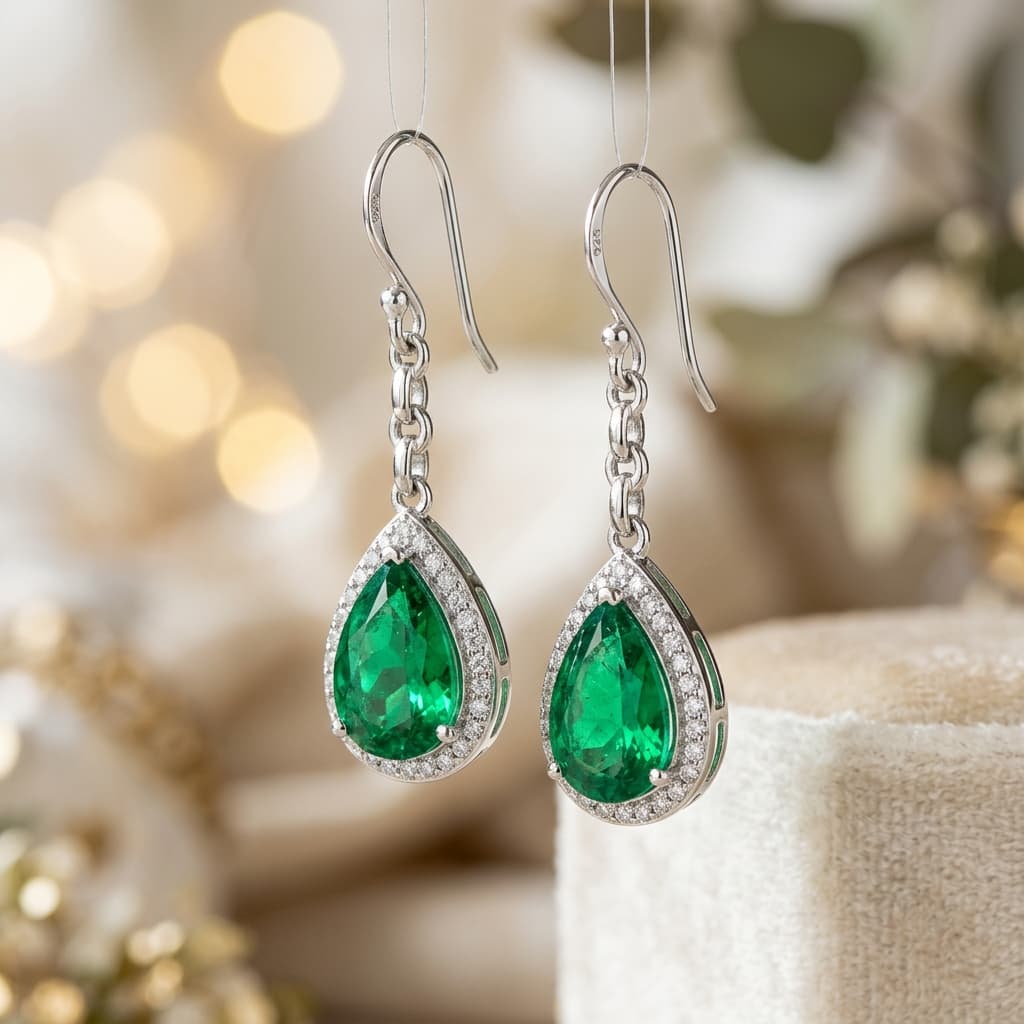Celestia Emerald Drop Earrings